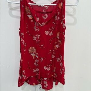 BB Dakota Red Floral Sleeveless Blouse